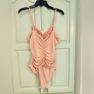 VENUS Soft Pink Thong Bodysuit with snap closure.
